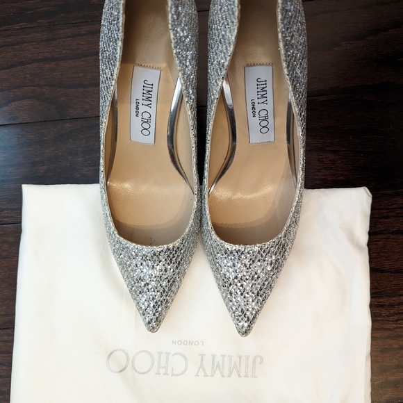 Jimmy Choo Romy 85 Silver Glitter pumps - Picture 6 of 11